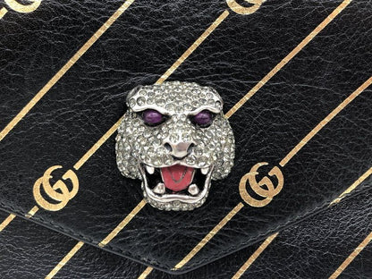 Gucci GG Cat Double Face 2way Chain Shoulder Bag 524822 Leather Black and Red