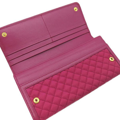 Prada Long Wallet Tessuto Quilted Wallet Nylon Ibisco Gold Hardware Red Fold