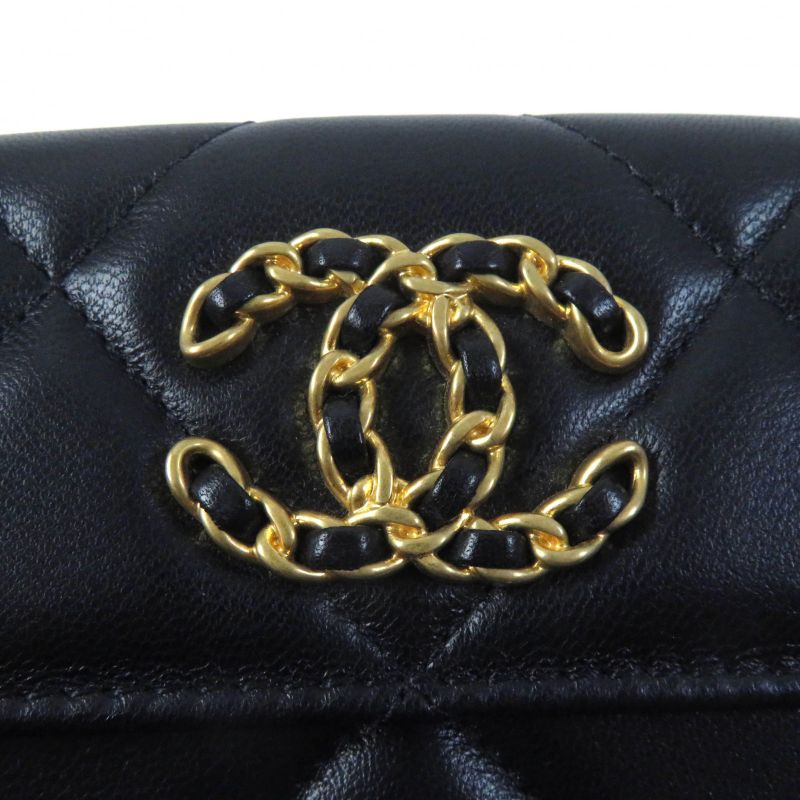 CHANEL Ap1789 19 Small Flap Wallet Lambskin Matelasse With Coco Mark Trifold
