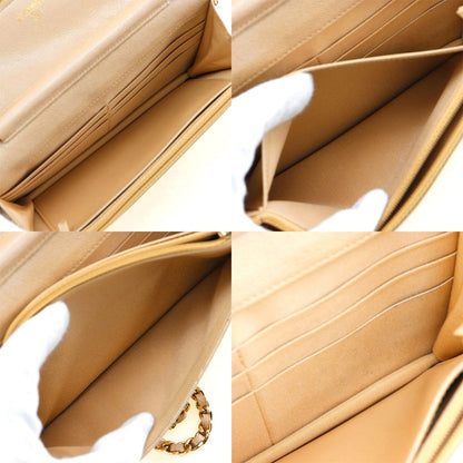Chanel Classic Chain Wallet Matelasse Long Wallet In Calf And Caviar Skin Beige