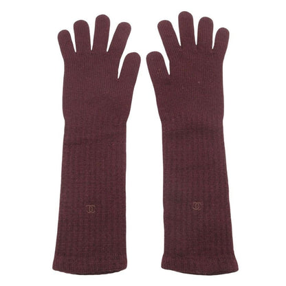 Chanel Gloves Cashmere CC Logo Knit Long Dark Brown