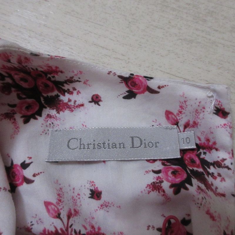 Christian DIOR Rose Print Floral Print Puff Sleeve Short Sleeve Pullover Kids