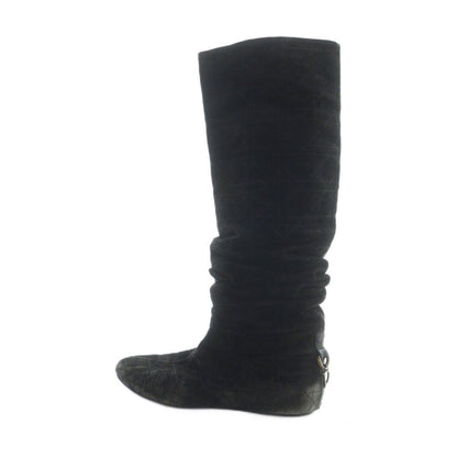 Dior Long Boots Suede Cannage D Logo Charm 37.5