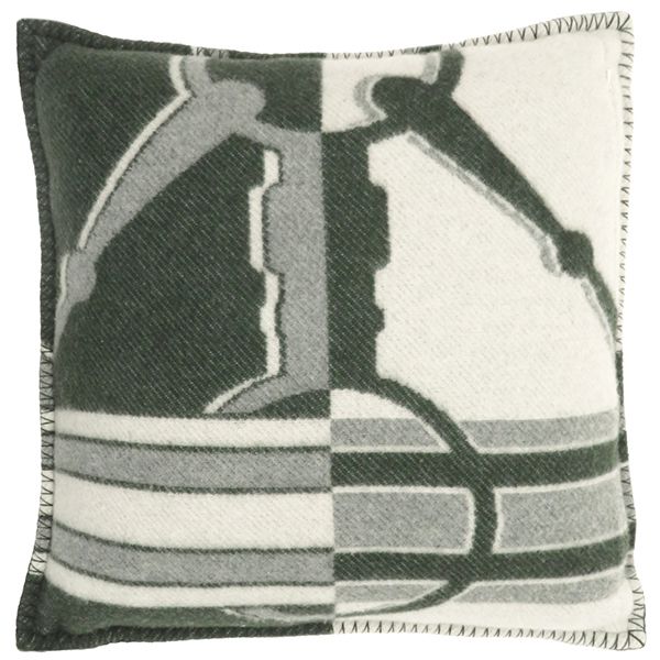 Hermes Tattersall Cushion Wool Cashmere Follet White Hardware Cabas - Removable