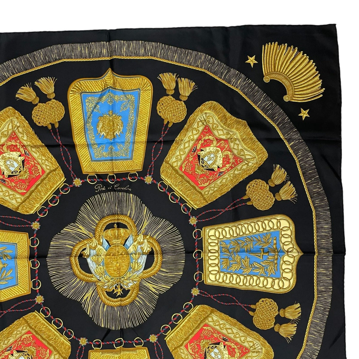 Hermes Scarf Silk Carre 90 Poste Et Cavalerie Saber Bag Black — view 3