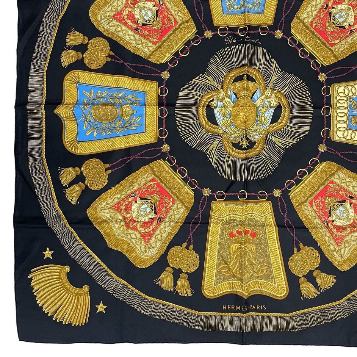 Hermes Scarf Silk Carre 90 Poste Et Cavalerie Saber Bag Black — view 4