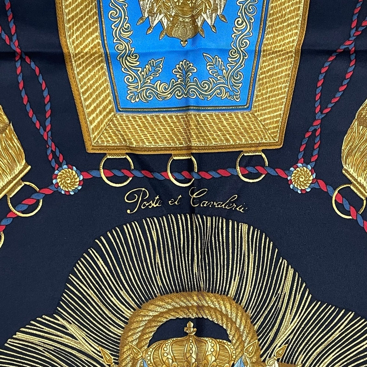 Hermes Scarf Silk Carre 90 Poste Et Cavalerie Saber Bag Black — view 6