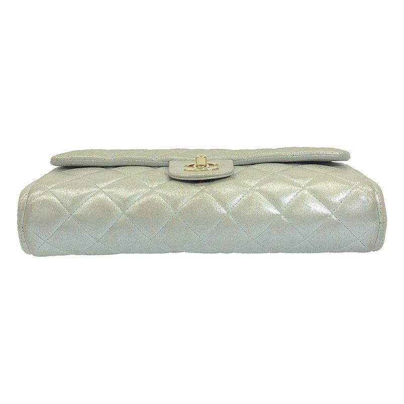 Chanel - Matelasse Metallic Leather Flap Chain Shoulder Bag - Silver - Women