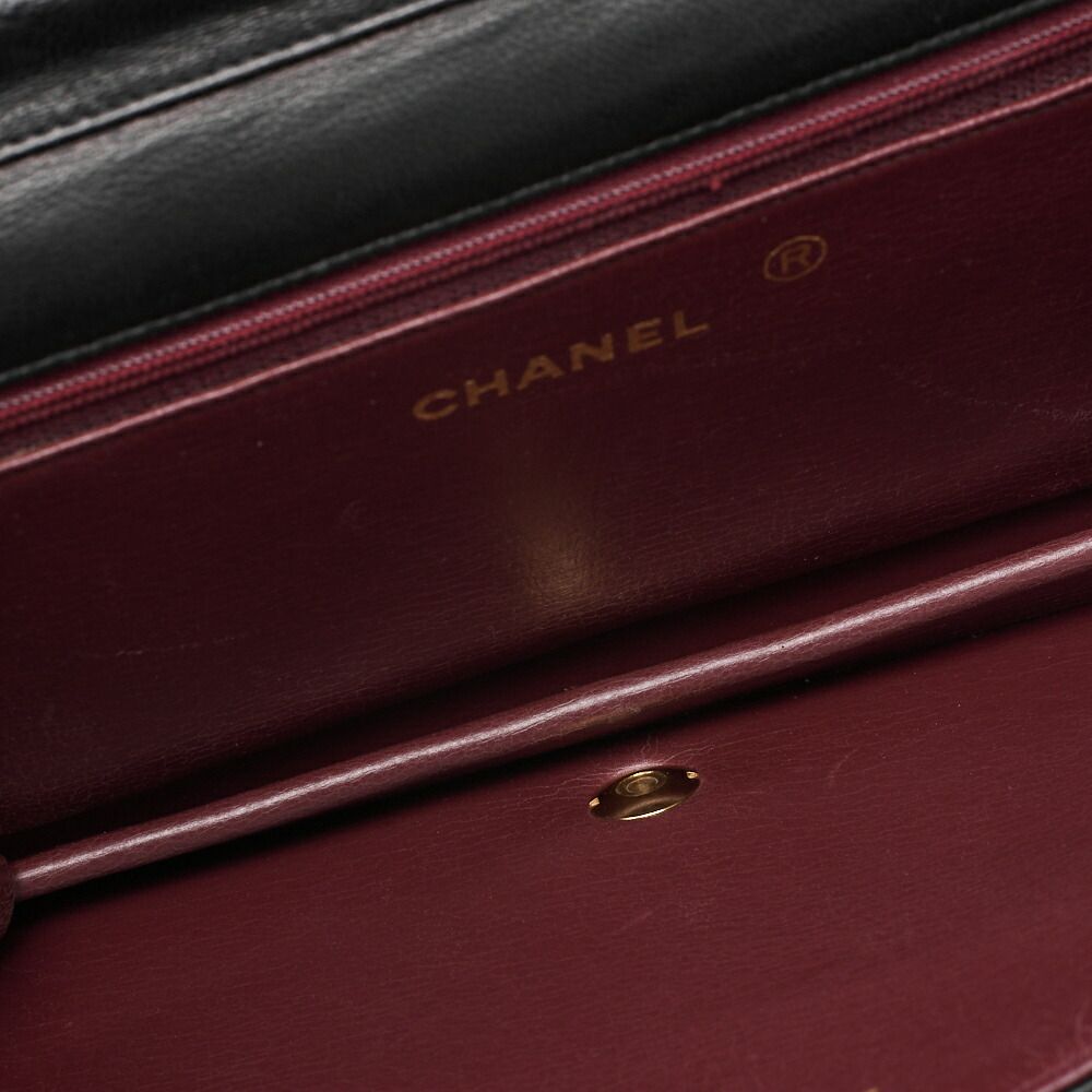 Chanel Chain Shoulder Bag Matelasse Push Lock Lambskin Black Gold Hardware