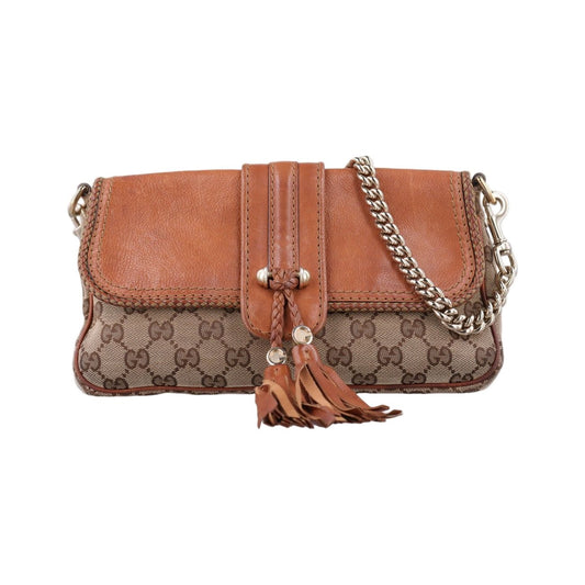 Gucci Marrakech Beige Brown Canvas Leather Messenger Bag