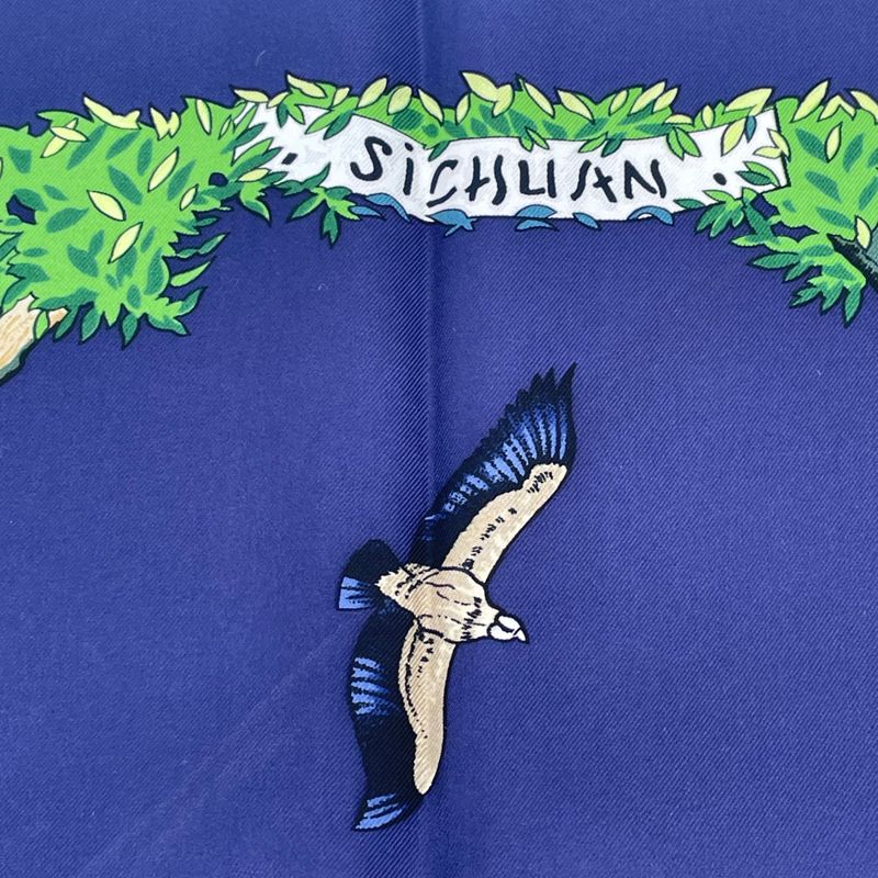 Hermes Carre 90 Scarf Sichuan Navy