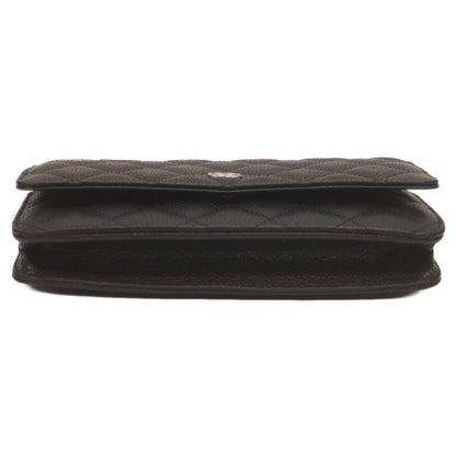 Chanel Ap0250 No 27 Black Caviar Skin Svhardware Chain Wallet With Coin Purse