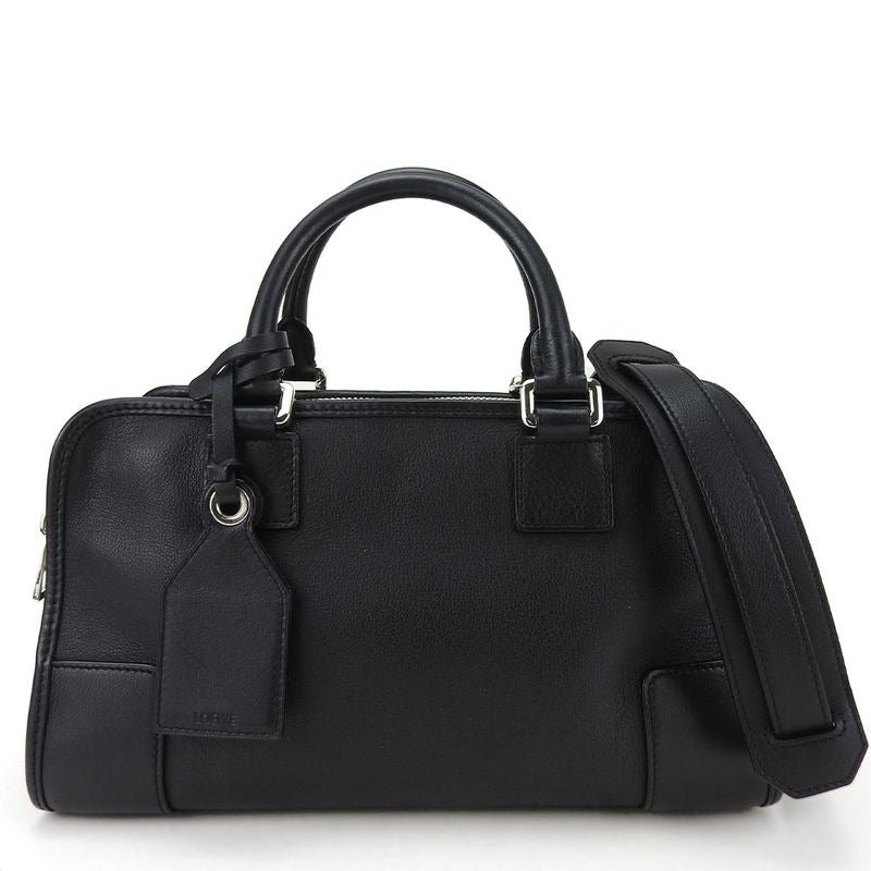 Loewe Handbag Amazona 28 Leather Black Silver Hardware 2-Way Shoulder Simple