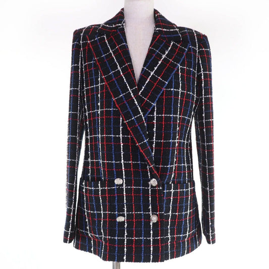 Chanel Cotton CC Logo Button Tweed Jacket Multicolor 38
