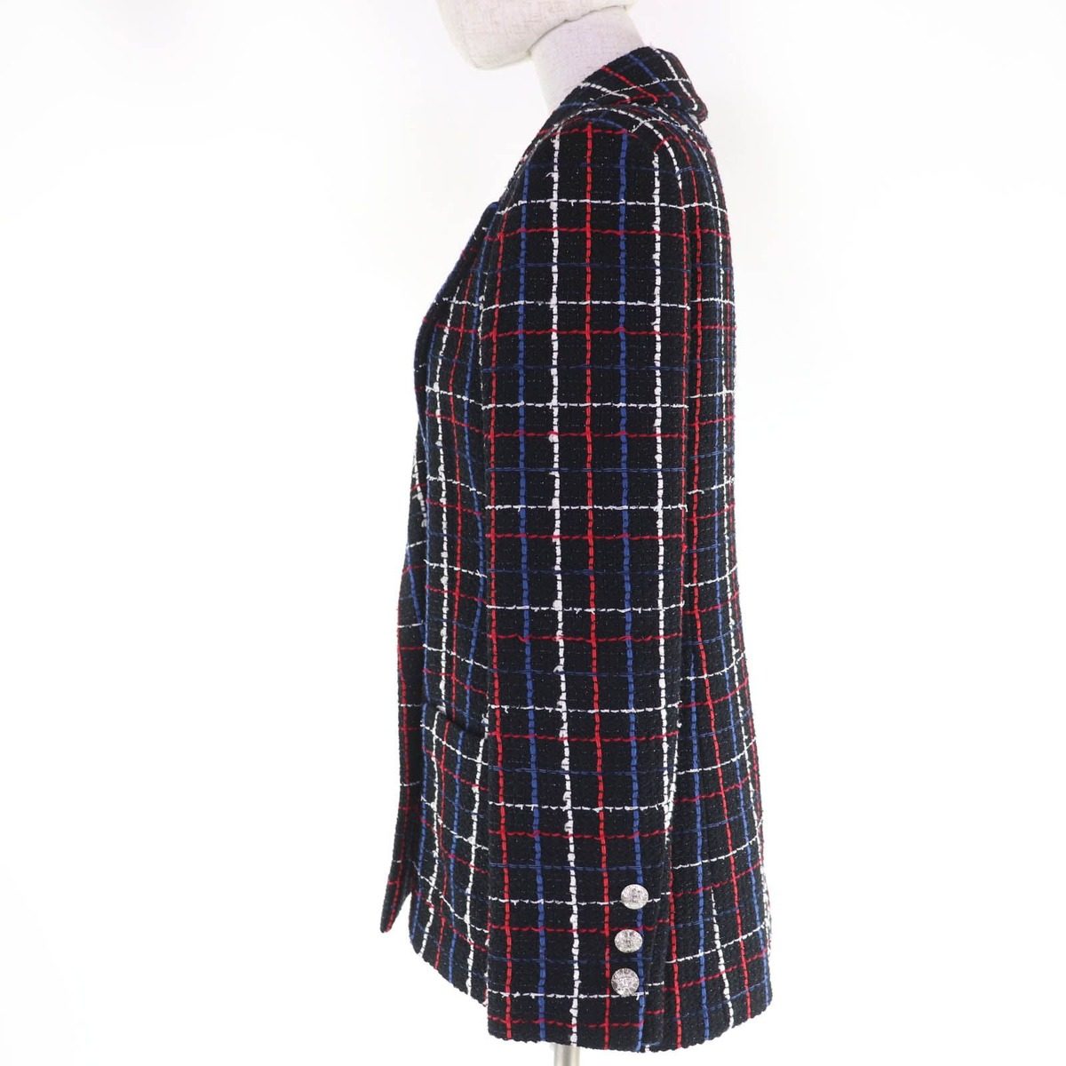 Chanel Cotton CC Logo Button Tweed Jacket Multicolor 38 — view 2