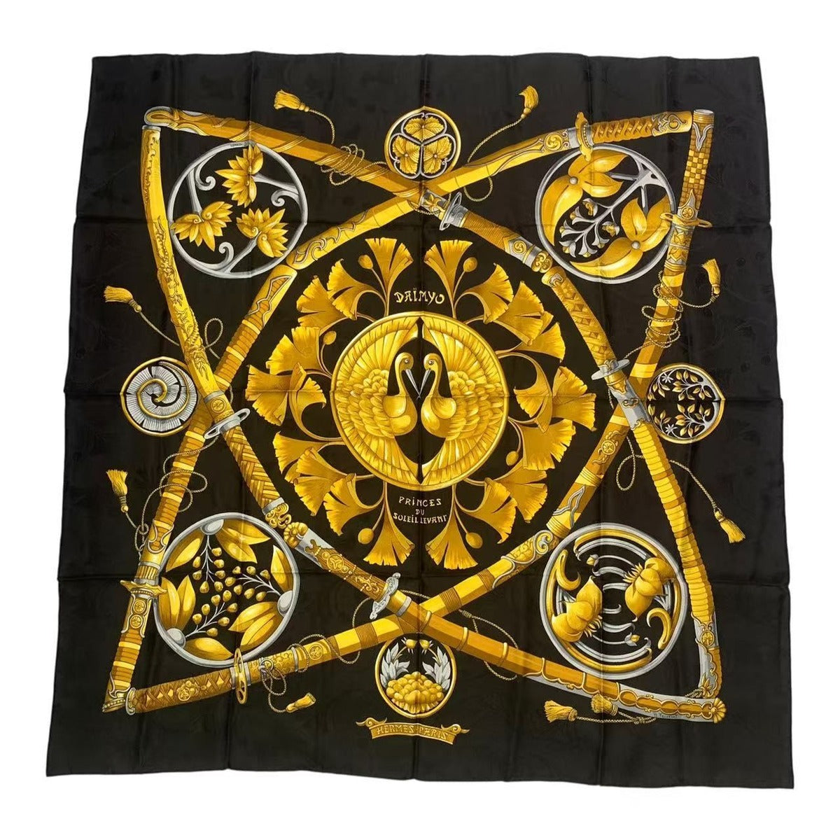 Hermes Scarf Silk Carre 90 Daimyo Princes du Soleil Levant Prince