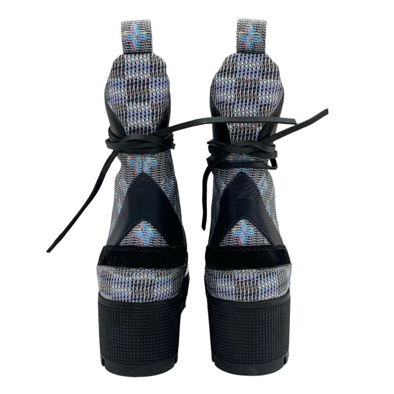 Louis Vuitton Laurie Line Monogram Boots Short Boots Shoes Leather Suede Black