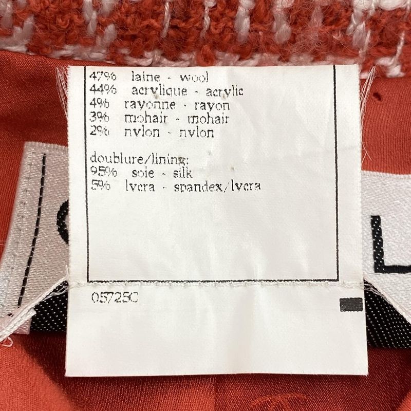 Chanel Coat Size 38 M Women's P07620 Red And White Tweed / Coco Mark / Long