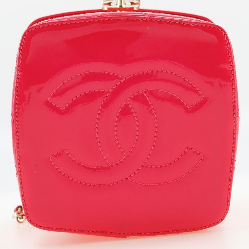 Chanel Vanity Matelasse Party Bag X Patent Leather Pink Ladies Handbag