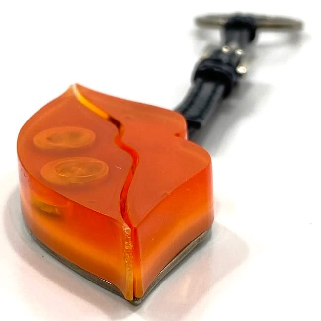 Prada Key Holder Orange Silver Black Excellent Condition Plastic Metal