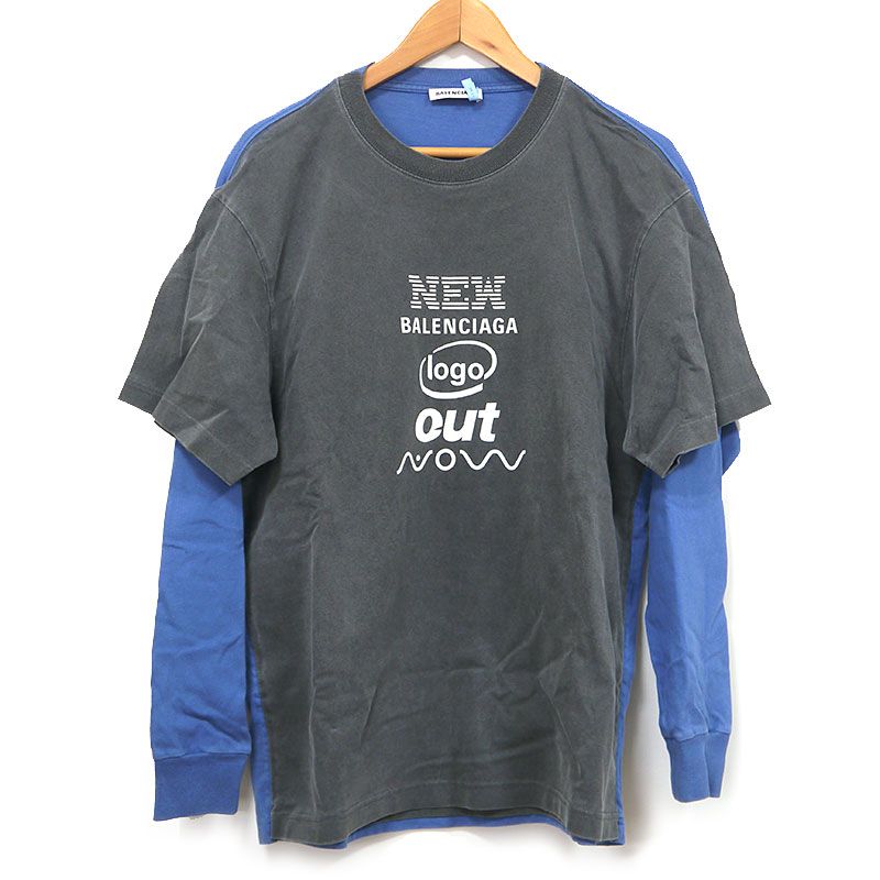 Balenciaga Docking T-shirt 518237 Long T XS Gray And Blue