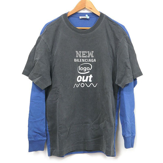 Balenciaga Docking T-shirt 518237 Long T XS Gray And Blue