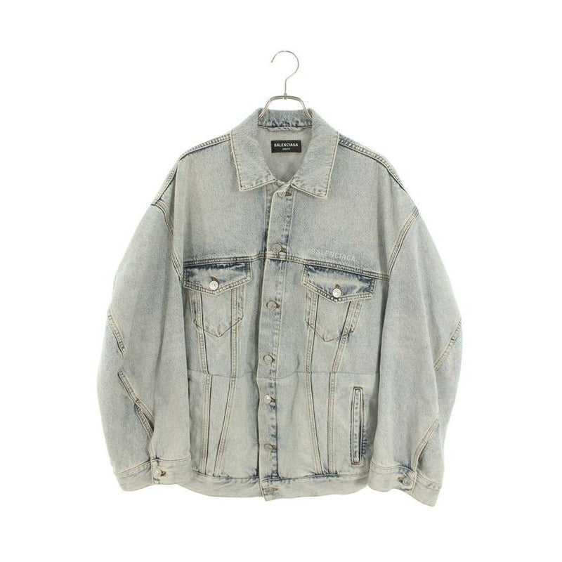 Balenciaga Logo Embroidery Oversize Denim Jacket 1