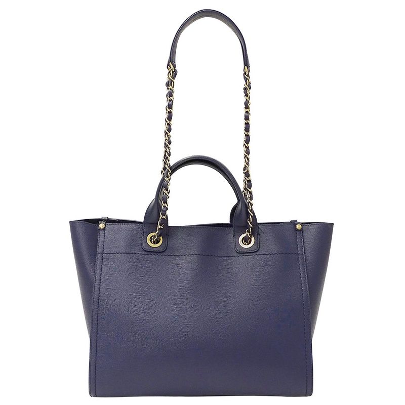 Chanel Bag Women's Brand Handbag Shoulder Bag 2way Caviar Skin Deauville Navy