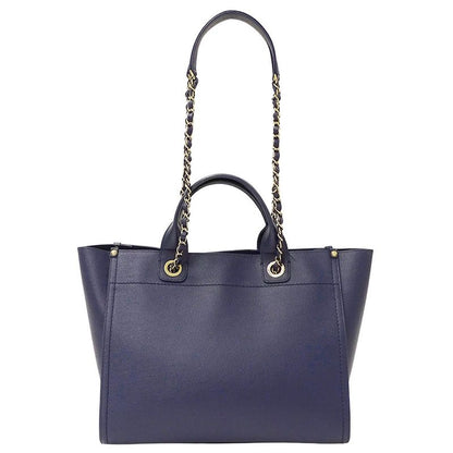 Chanel Bag Women's Brand Handbag Shoulder Bag 2way Caviar Skin Deauville Navy