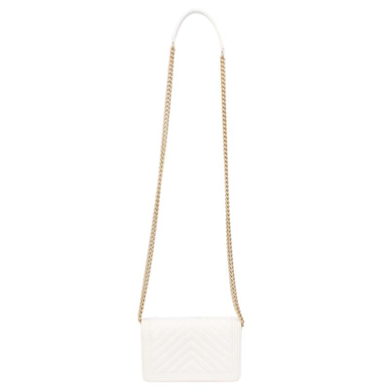 Chanel Chain Wallet Coco Mark Caviar Skin Chevron Shoulder Bag Men's