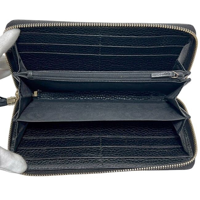 Gucci Round Zipper Long Wallet Black Interlocking 598147