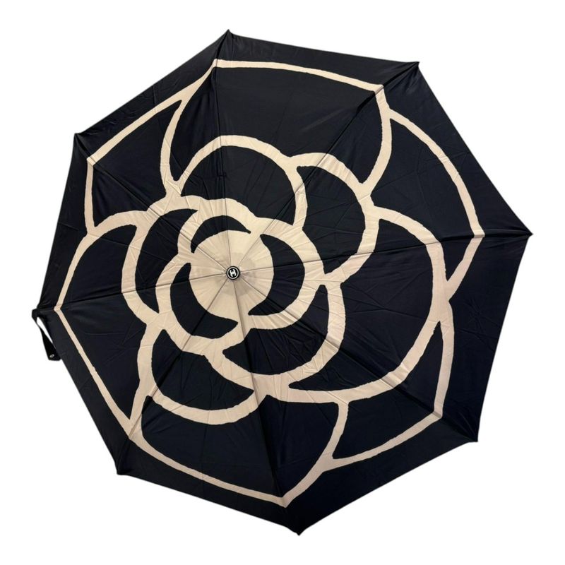 Chanel Folding Umbrella Camellia Women Black FREE
