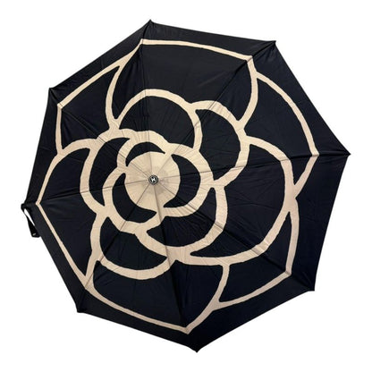 Chanel Folding Umbrella Camellia Women Black FREE