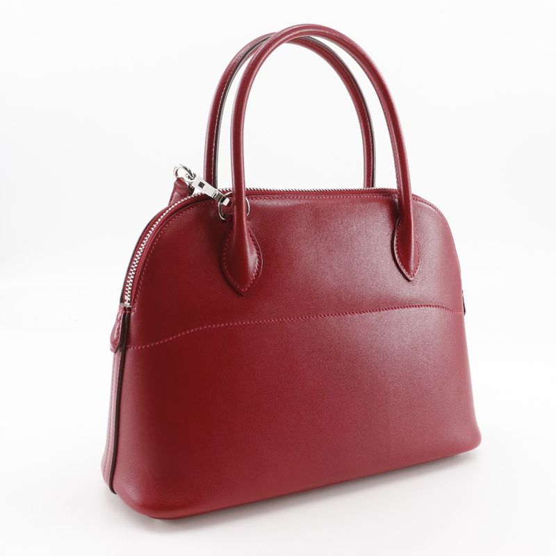 Hermes Bolide 27 2WAY Shoulder Box Calf Rouge Cazac □M Ladies Handbag