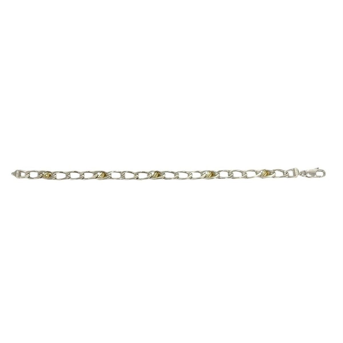 Tiffany & Co Figaro Bracelet 925 18k Yellow Gold Chain Bangle Silver — view 6