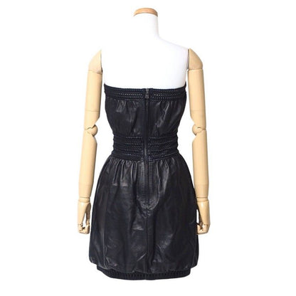 Fendi Dress Size 38 Sheepskin Lamb Leather Bare Top Dress Made In Italy