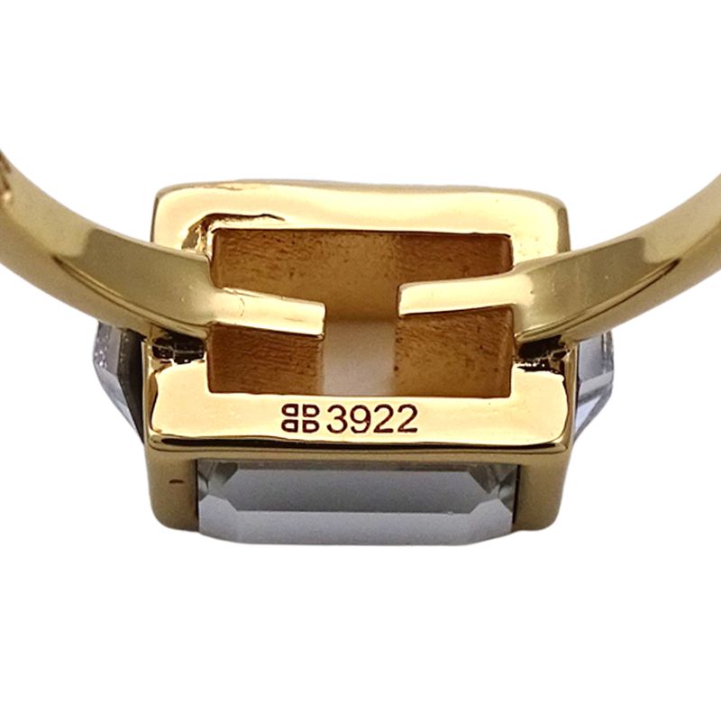 Fendi Ring Women's Brand Baguette Ring Metal Gold 8ah813 W2Y S Crystal Bijoux