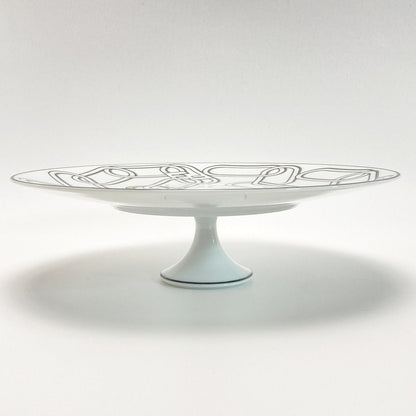 Fendi Orlock Logo Cake Stand Plate Tableware Collection Porcelain with Box