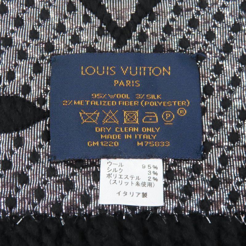 Louis Vuitton M75833 Echarpe Logomania Shine Silk-blend Noir Monogram Scarf