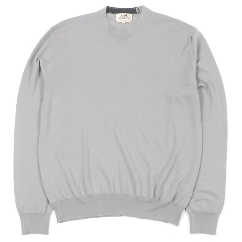 Hermes 24AW 100% Wool Light Hand Long Sleeve Long Sleeve Knit Sweater Gray M
