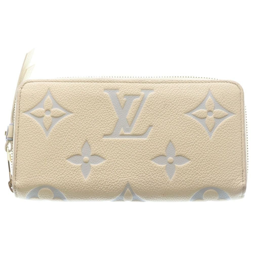Louis Vuitton Monogram Empreinte Zippy Wallet Round Zip Card Case Ivory Light