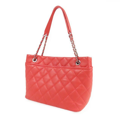Chanel Chain Tote Bag Pink Silver Caviar Leather Quilted CC Logo — view 2