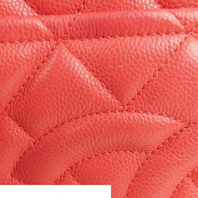Chanel Chain Tote Bag Pink Silver Caviar Leather Quilted CC Logo — view 6