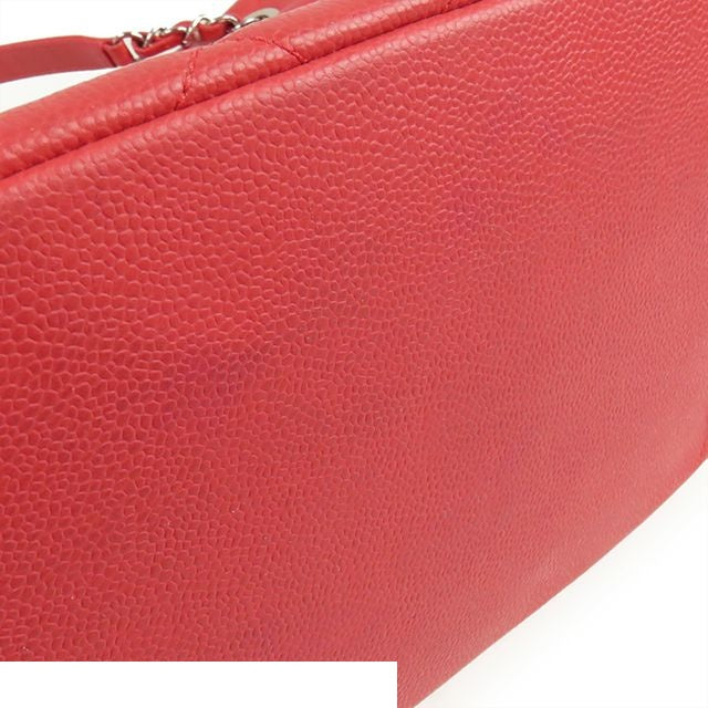 Chanel Chain Tote Bag Pink Silver Caviar Leather Quilted CC Logo — view 7
