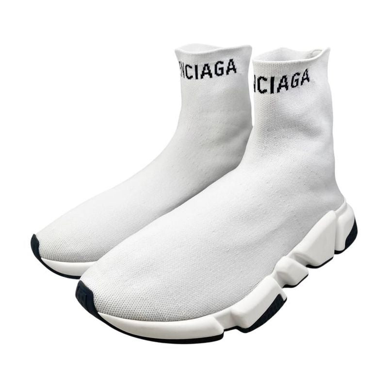 Balenciaga Sneakers Speed Trainers 549823 41 Size Knit Logo White Balenciaga