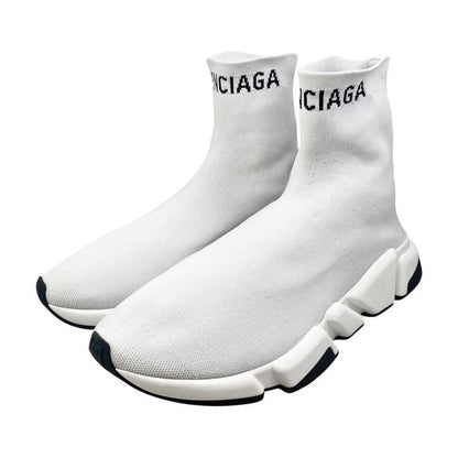 Balenciaga Sneakers Speed Trainers 549823 41 Size Knit Logo White Balenciaga