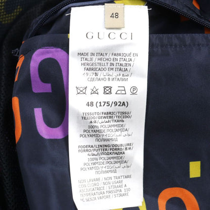 Gucci 697621 Jumbo GG Leather Part Hooded Double Zip Nylon Jacket Multicolor 48