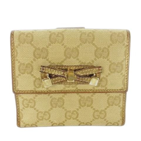 Gucci Princi Fold Wallet With Change Pocket GG Canvas Leather Logo Monogram