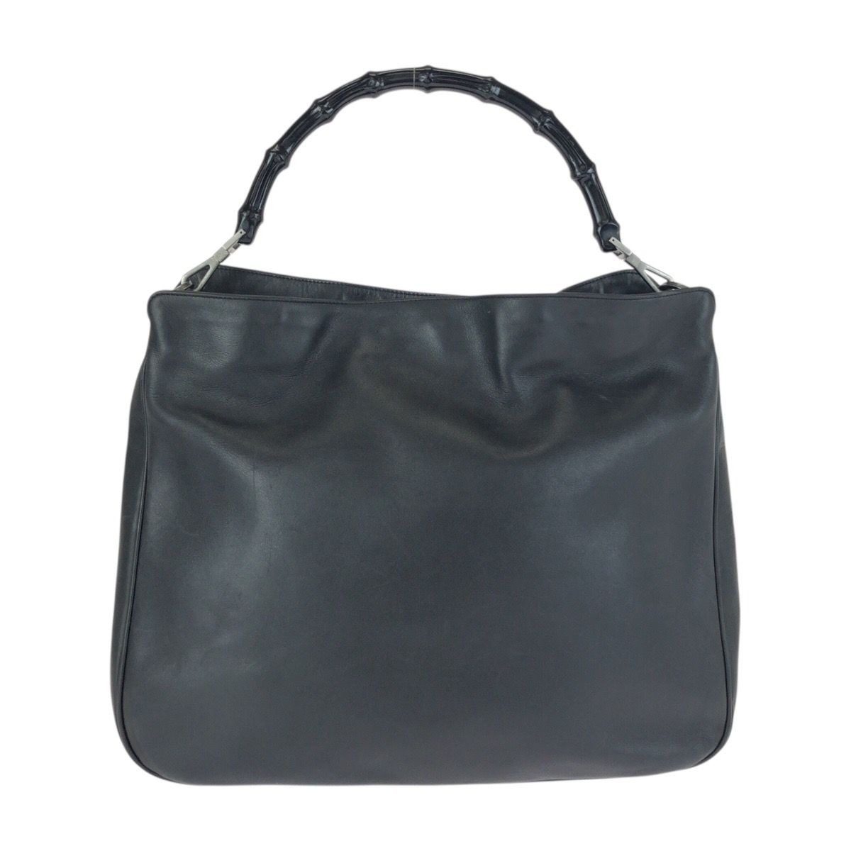 Gucci Bamboo Black Gunmetal Leather 001 Shoulder Bag