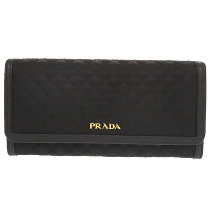 Prada Quilted Nylon Leather Black Wallet